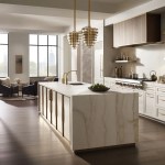 A transitional kitchen refers to a design style that combines elements of both traditional and contemporary aesthetics. In the case of a transitional kitchen showcasing gleaming brushed gold hardware against classic white cabinetry, it creates a timeless yet modern appeal.