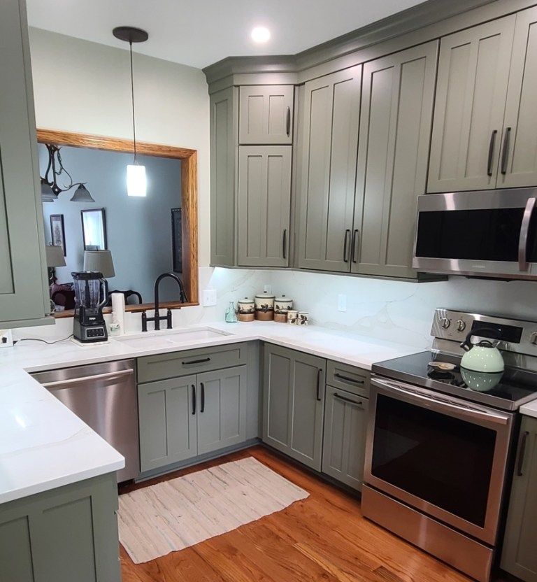 Kitchen Green Cabinets | General Contractor in Akron