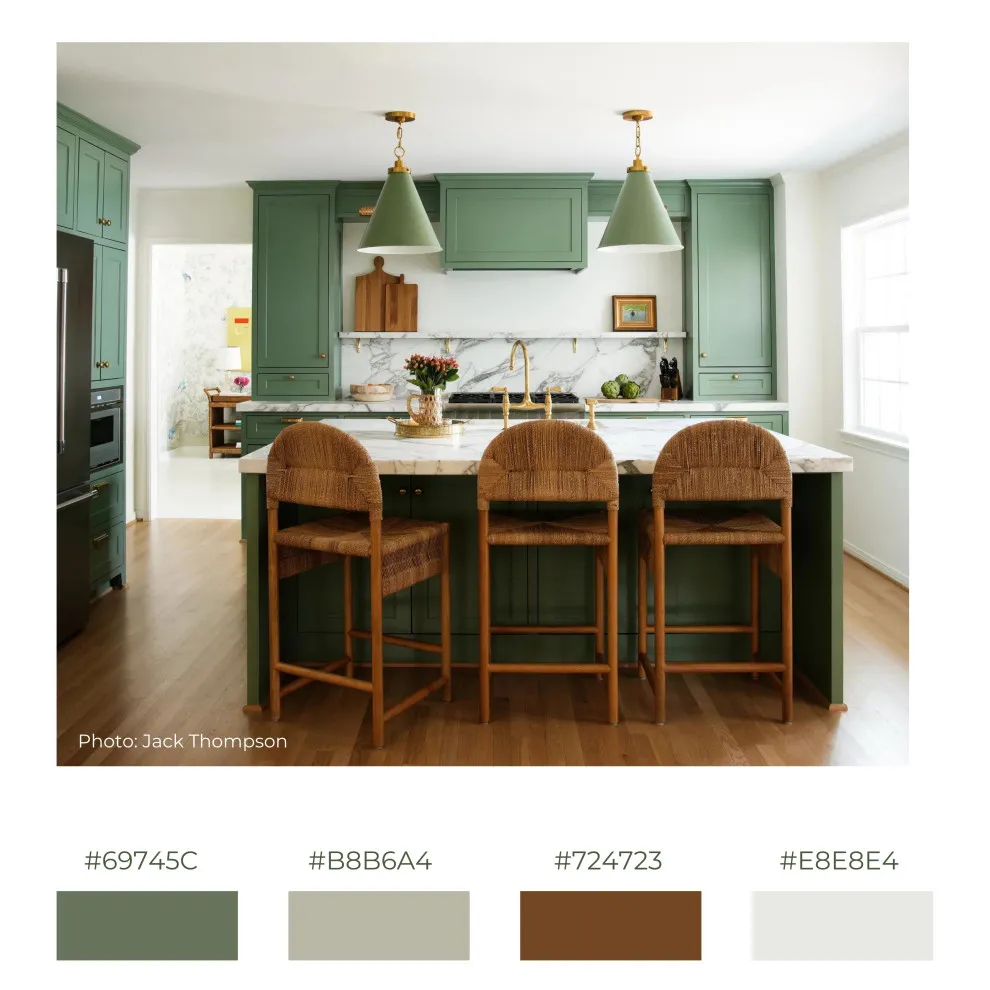Imagine a kitchen with a vibrant light green color scheme that exudes freshness and energy. The walls adorned with light green tiles and cabinets painted in a complementary shade create a cheerful atmosphere.