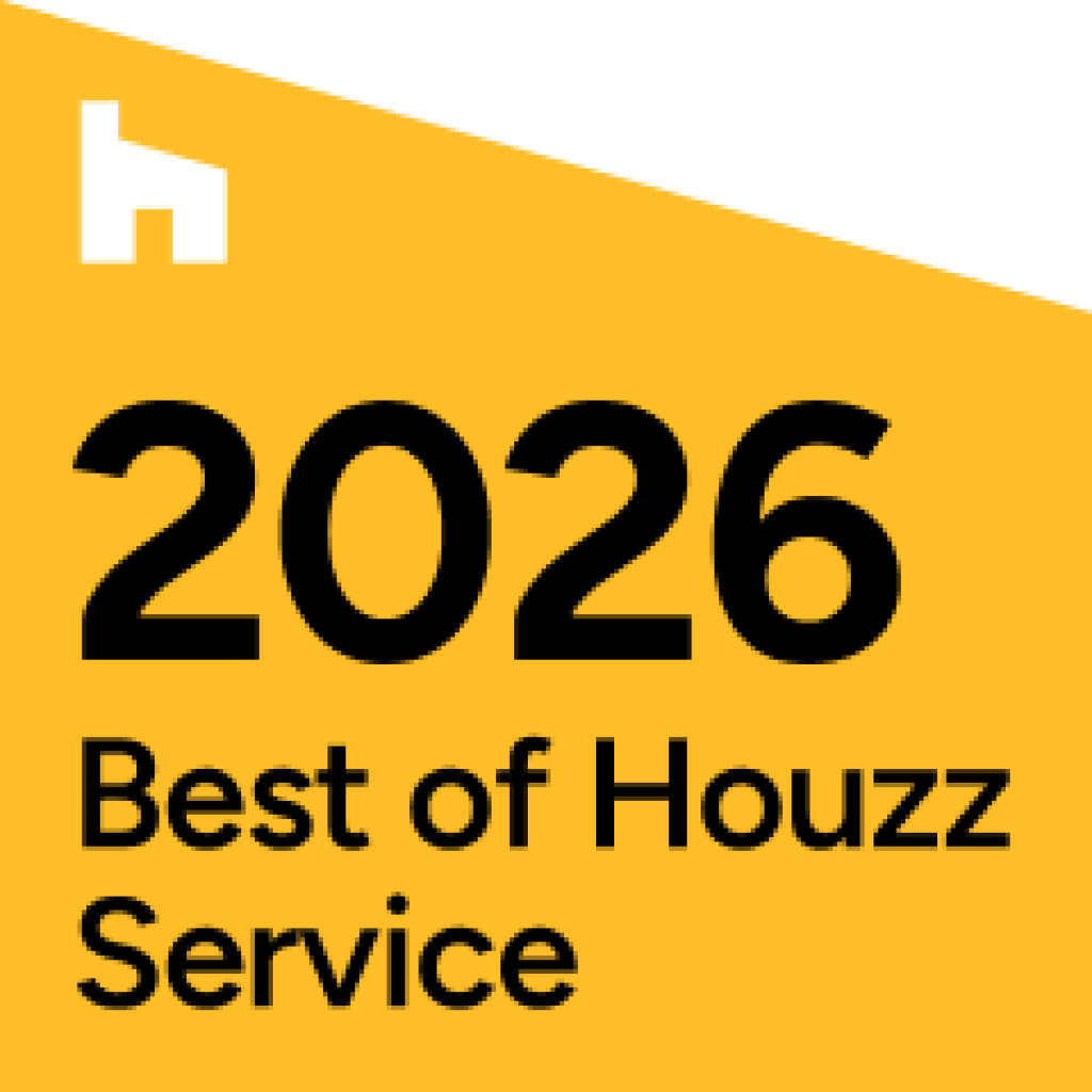 Best of Houzz 2026 Service Award badge for top-rated home remodeling contractor with excellent customer reviews