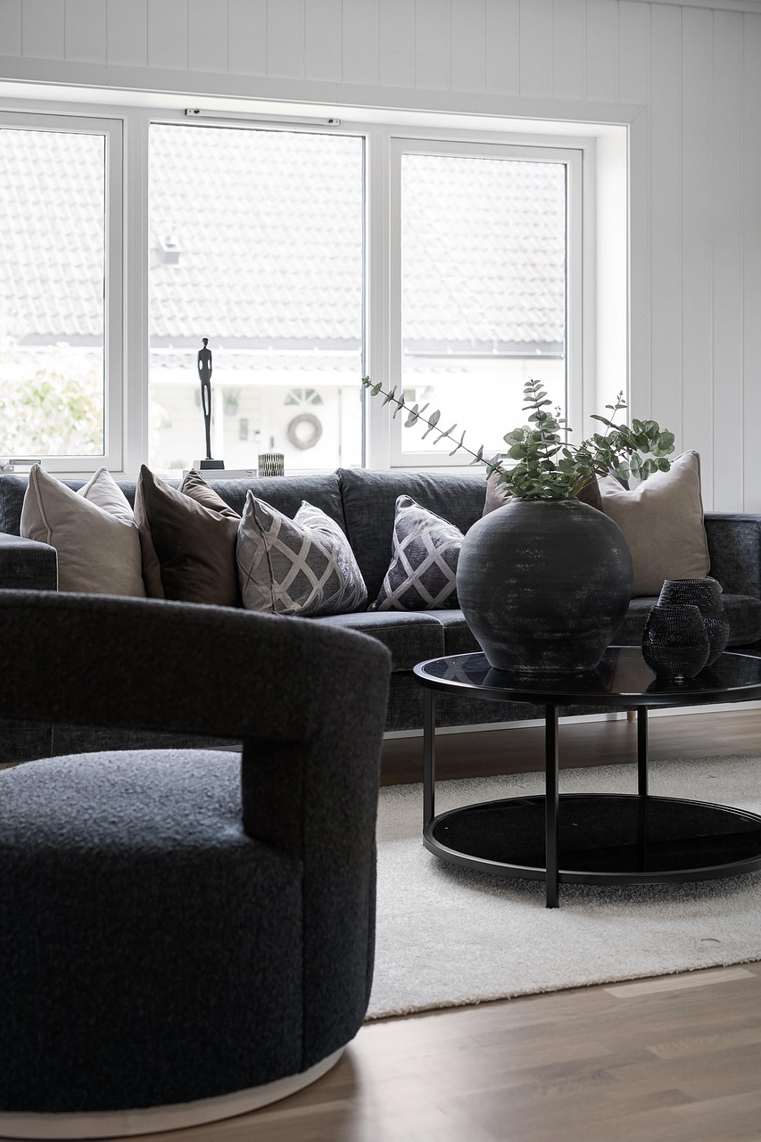 living room, sofa, real estate, interior, house, luxury, table, floor, wooden, decor, pillows, window, art, design, carpet